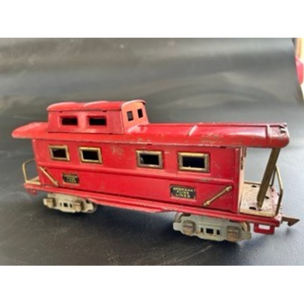Vintage American Flyer Lines O Gauge Red Pressed Steel Caboose Model Train Car